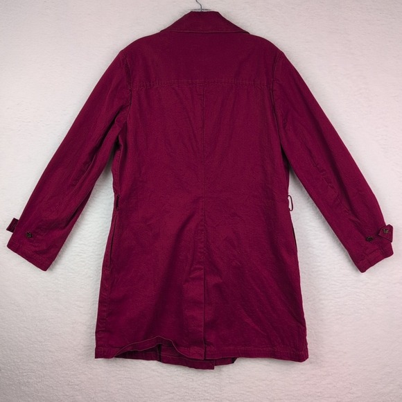 Tommy Bahama Women's Stretch Short Trench Coat Size Large Italian Fabric Maroon - Picture 5 of 9